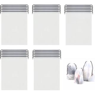 25 Pack Travel Shoe Bags, 15.7" x 11.8" Frosted Transparent Travel Shoe Pouch, Waterproof Portable Drawstring Travel Sho