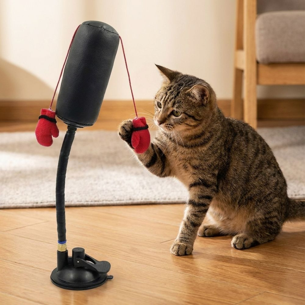  Brinquedo De Boxe Para Gatos , Ventosa , Treinador De Arranhões , Saco De Pancadas Animais De Estimação , Au