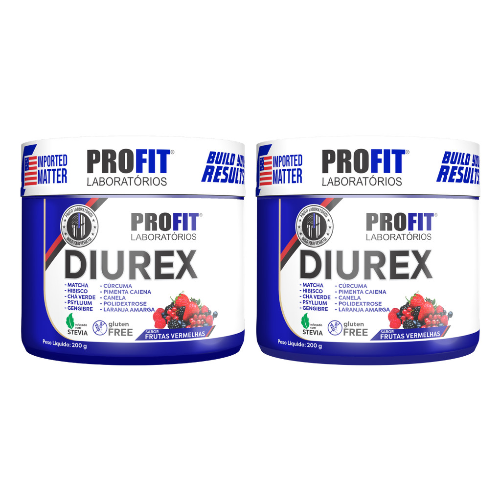 Kit 2 Chá Diurex Profit Labs 200g Psyllium Hibisco Matcha Chá Verde Stevia