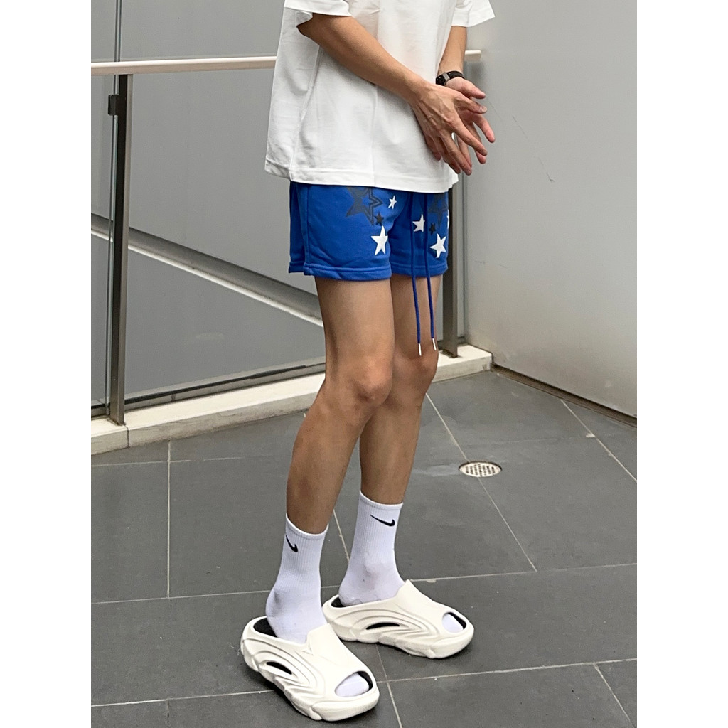 UNCLEBLUE American Retro Star Letter Esportes Lazer Verão Design Shorts soltos de basquete de quatro pontos