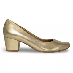 Scarpin Usaflex Feminino Couro Salto Bloco Casual UD05001