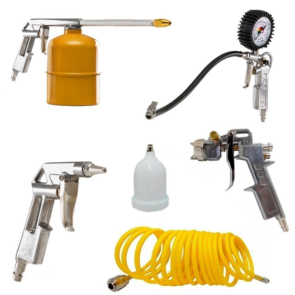 Kit Compressor Calibrador, Pistola, Limpeza 5pçs Tekna KCA5P