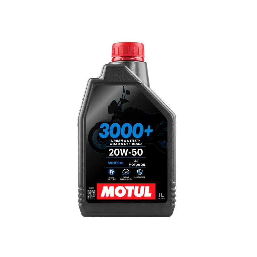 Óleo Motor Motul 3000+ 4t 20w50 Jaso Ma2 Mineral 1L Honda Ate 2012 Yamaha Ate 2015 Suzuki Ate 2015