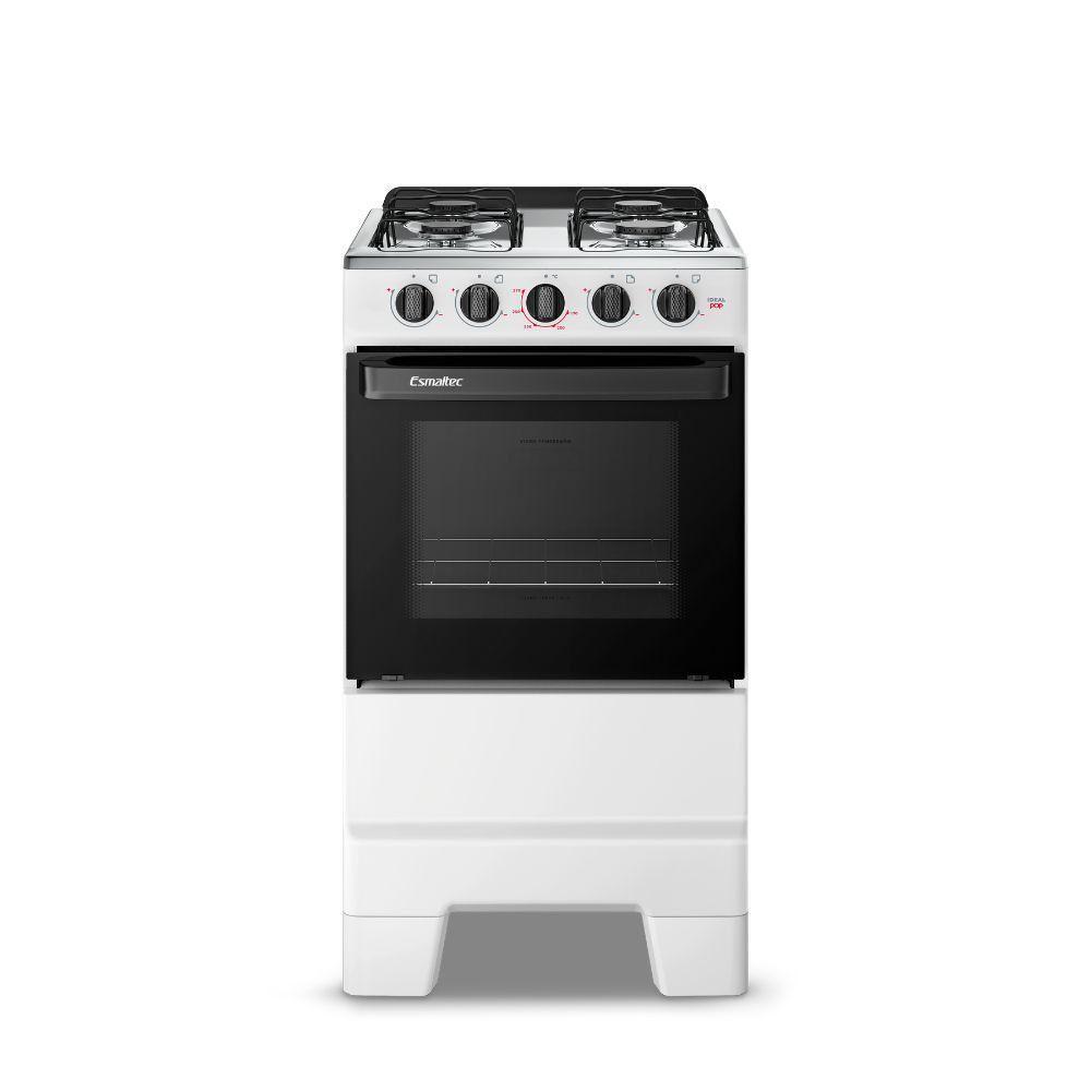 Fogão de Piso 4 Bocas a Gás Esmaltec Ideal Pop com Forno Branco Acendimento Manual