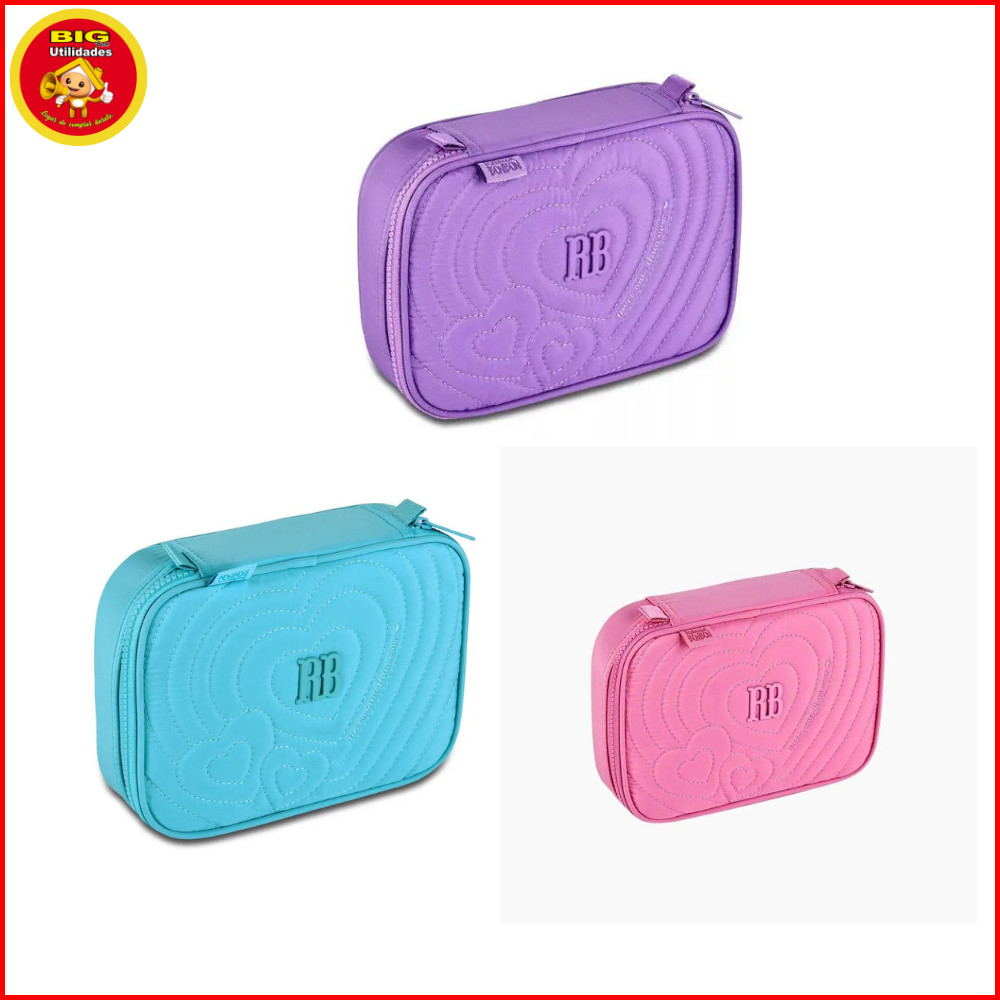 Estojo Box Feminino Rebecca Bonbon Luluca Fashion Luxo Escolar Universitário 36 Espaços