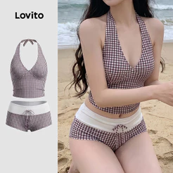 Lovito Conjunto De Biquíni Casual Retrô Pacote Com 2 Conjuntos De Biquíni Coloridos Para Primavera/verão Para Mulheres LNE147229