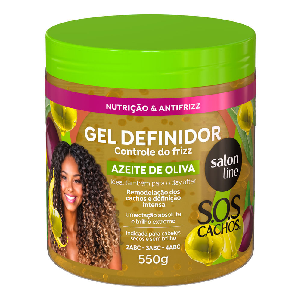 Gel Definidor Salon Line SOS Cachos Azeite de Oliva Controle do Frizz 550g