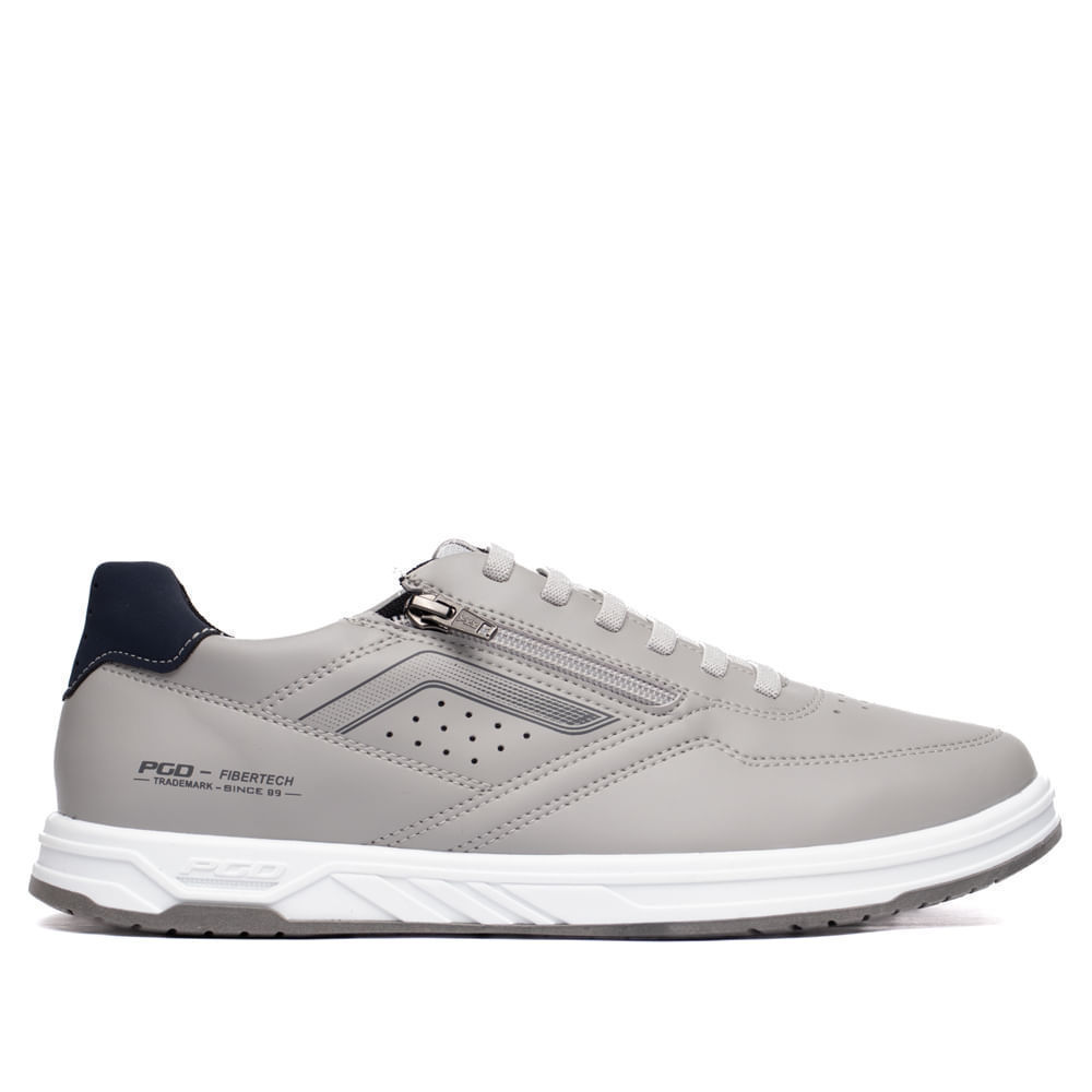 Sapatênis Masculino Pegada Shock Resist Zíper Branco/Cinza