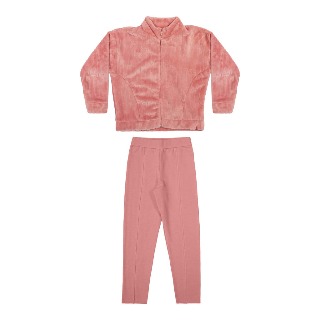 Conjunto Longo Infantil Menina Peluciado Elian Rosa