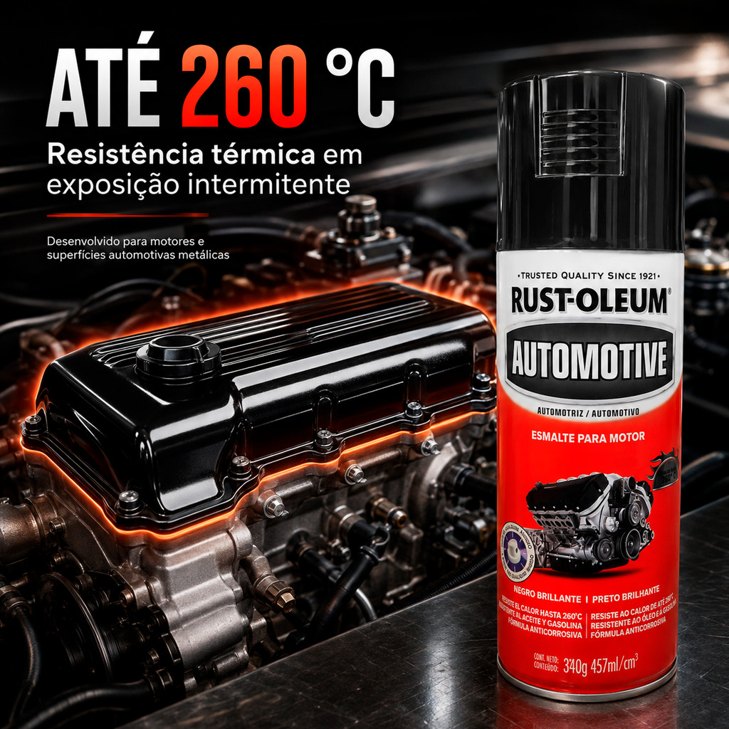 Esmalte Spray para Motor Rust-Oleum Preto Brilhante 457ml — imagem 2 de 2