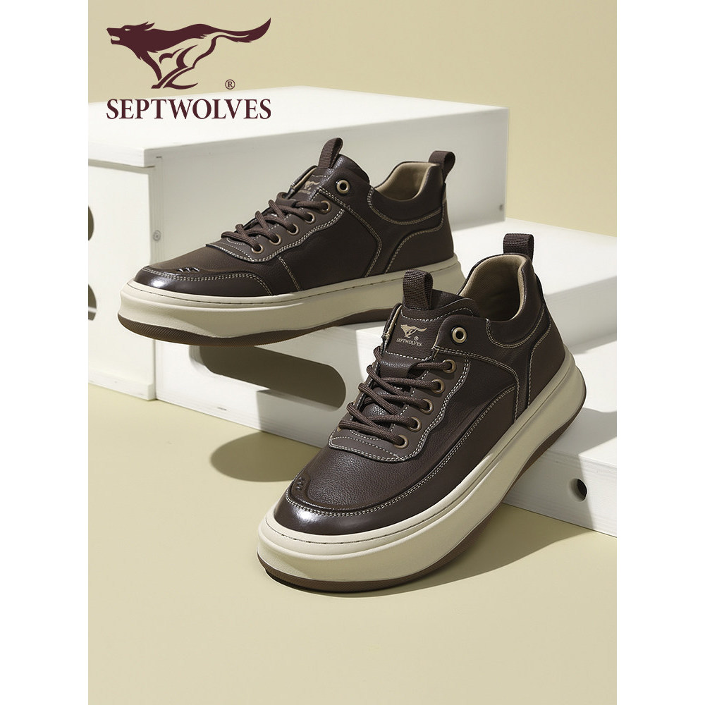 Sete lobos sapatos masculinos 2026 novo estilo estilo britânico sapatos masculinos na moda tênis de sola grossa altura c
