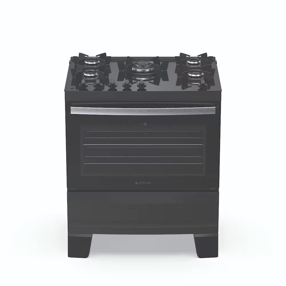 Fogão Agile Up Glass 5 Bocas com Mesa de Vidro e Tripla Chama Atlas