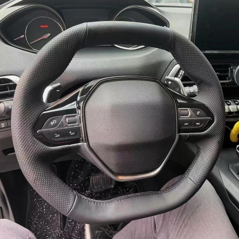 Capa Personalizada Para Volante De Carro , Couro De Microfibra Antiderrapante Peugeot E-208 2020 508 208 3008 4008 5008 