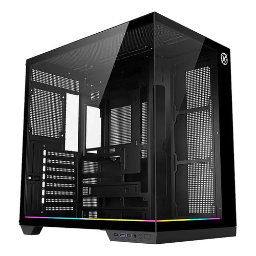 Gabinete Gamer Aquário, Kalkan SKYE RGB,ATX, Micro ATX, Mini-ITX, Vidro Temperado Frontal/Lateral, Preto - KLK00042