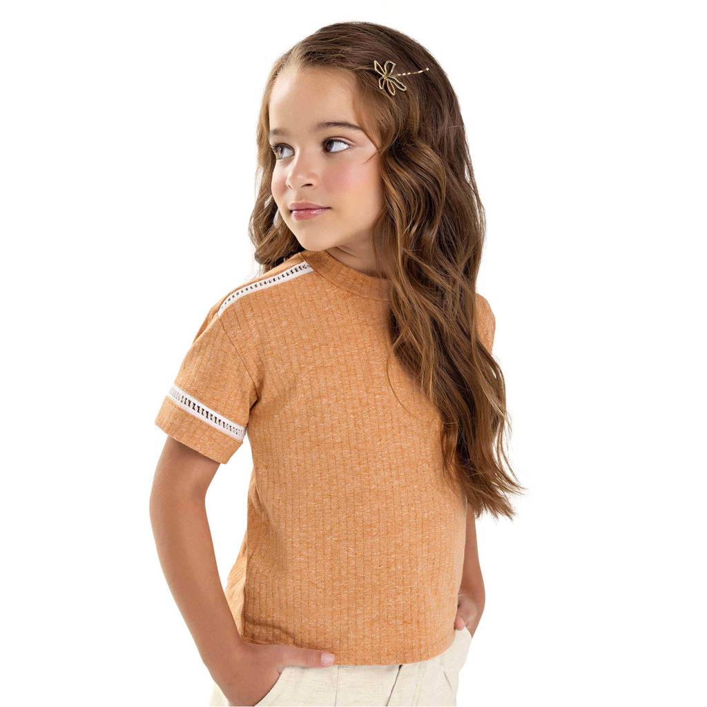 Blusa Infantil Menina Detalhe Entremeio Colorittá Marrom