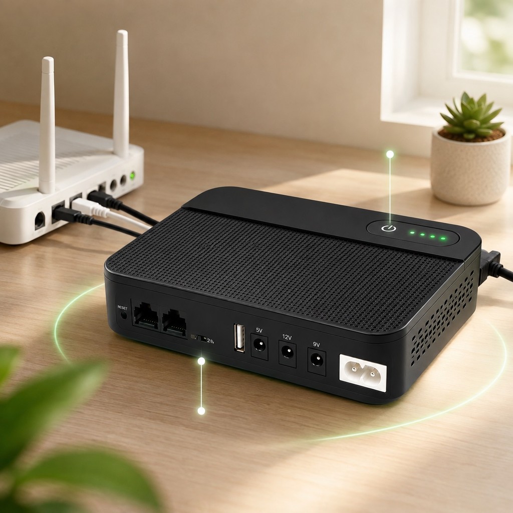 ;Mini Nobreak DC para Roteador Modem Câmera IP Knup KP-TC44 10400mAh 18W PoE USB