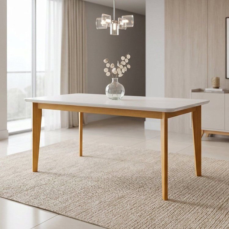 Mesa de Jantar 6 Lugares Madeira Maciça Siera Marrom Cerejeira/Nevaska Não