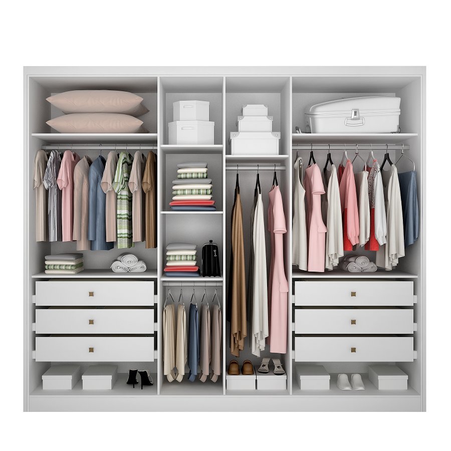 Guarda Roupa Casal MDF 6PORTAS 6GAVETAS Reno Branco Branco · foto 2