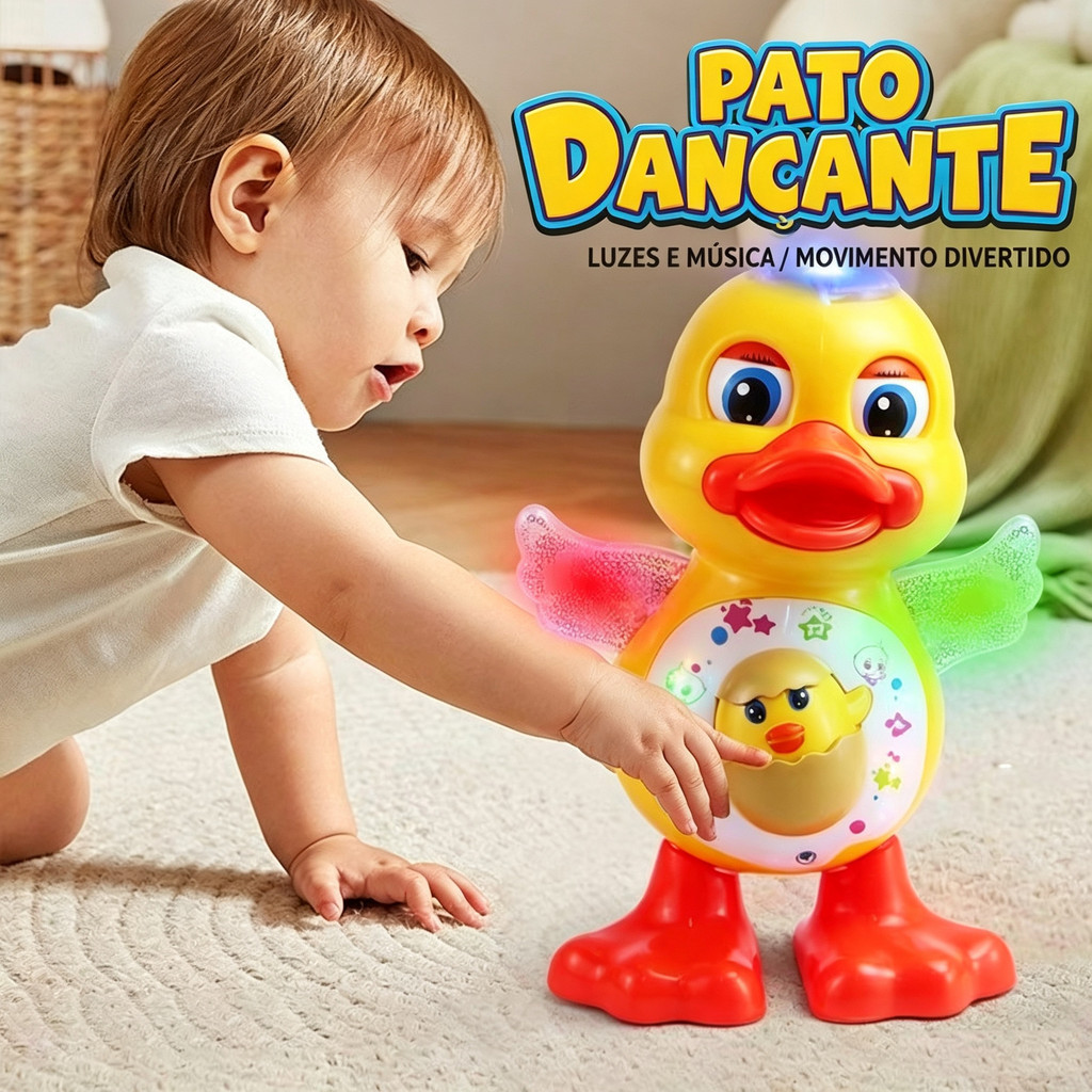 Pato Dançante ou Caranguejo Musical Infantil com Luzes, Música e Movimento Brinquedo Eletrônico bomm