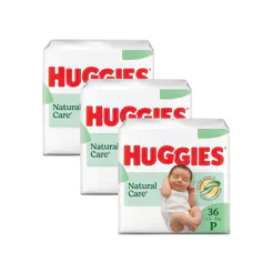 Kit 3 Fralda Huggies Natural Care Tamanho P com 36 Unidades Descartáveis