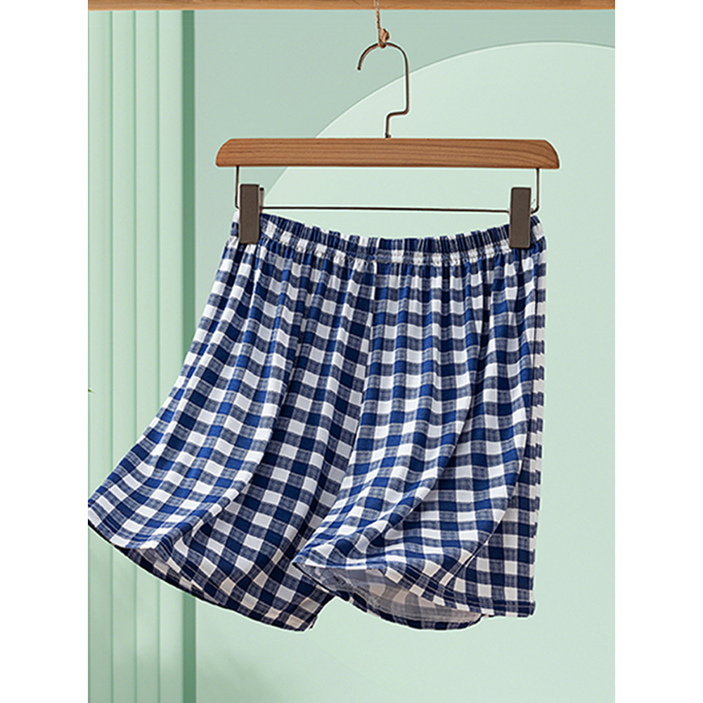 Modal solto All-Match xadrez calças casuais mulheres verão casa calças de pijama tamanho grande Shorts exteriores estilo