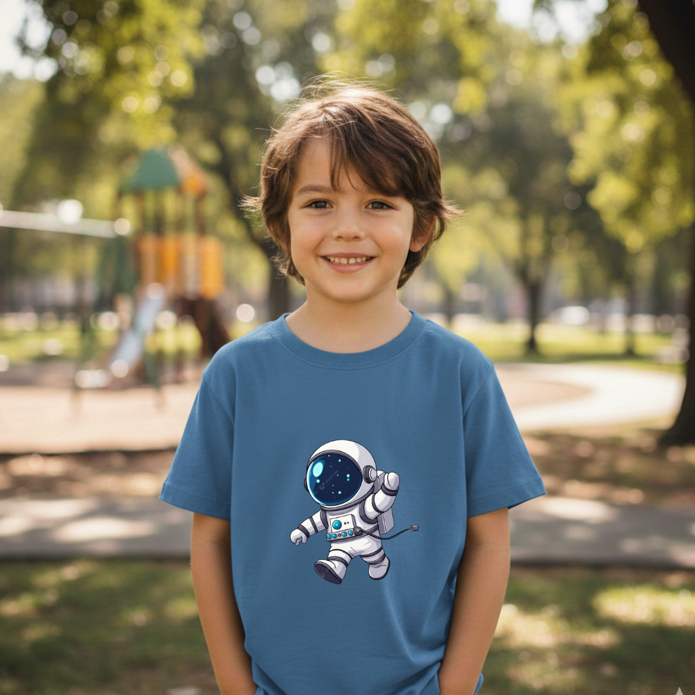 camiseta infantil de criança astronauta macia algodao versatil elegante