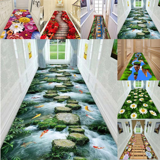 Tapete Longo 3D com Estampa de Flores para Jardim, Corredor, Quarto, Sala de Estar, Cozinha e Banheiro 8863