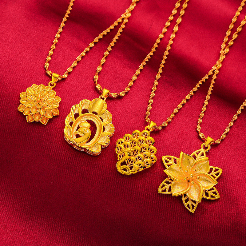 Moda jóias pavão ondulação de água colar pingente feminino latão amarelo banhado método antigo jateamento pingente jóias