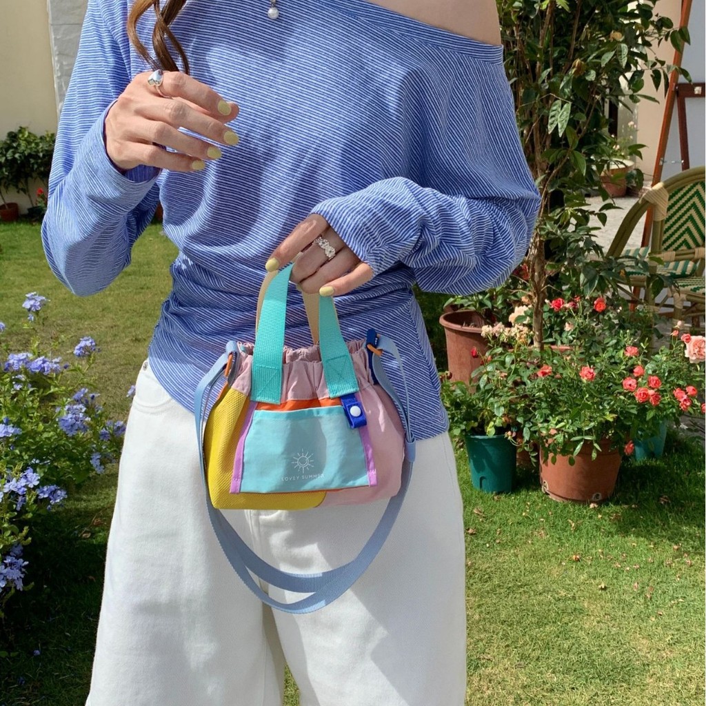 Novo estilo balde saco dopamina contraste cor pequeno saco bolinho único saco do mensageiro bolsa de ombro bolsa pequena