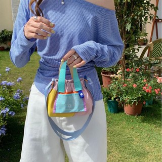 Novo estilo balde saco dopamina contraste cor pequeno saco bolinho único saco do mensageiro bolsa de ombro bolsa pequena