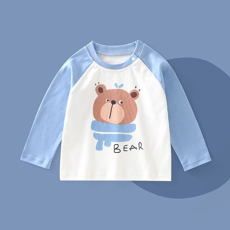 Meninos meninas camisas de fundo outono inverno roupas crianças estilo ocidental bebê camisetas de manga comprida estilo