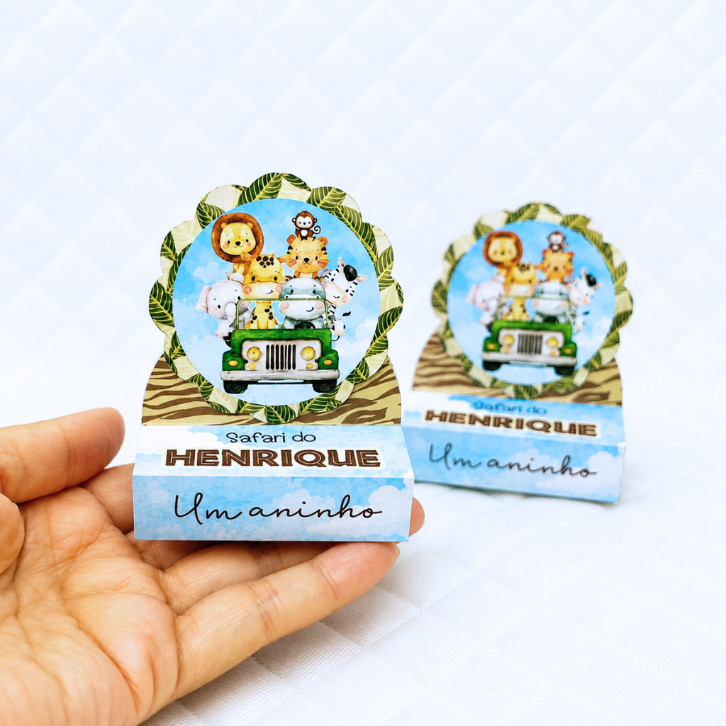 Porta Bis Duplo SAFARI MENINO personalizado Lembrancinha de Festa Infantil aniversário