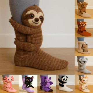 Novas Meias De Animais De Desenho Animado – Moda Engraçada Tricotada Quente À Prova De Frio E Fofa