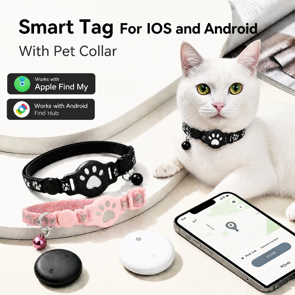 Rastreador de Gatos Coleira GPS Localizador Pet Sem Chip Sem Mensalidade Anti-perda Find My