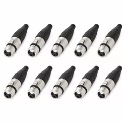 Kit com 10 Conectores XLR Fêmea Santo Angelo SA2X Niquelado