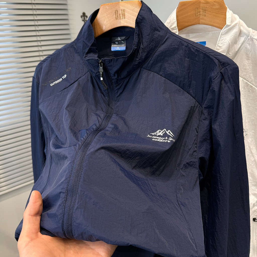 Gola alta de secagem rápida protetor solar roupas masculinas verão de meia-idade jovem legal seda lazer esportes ao ar l