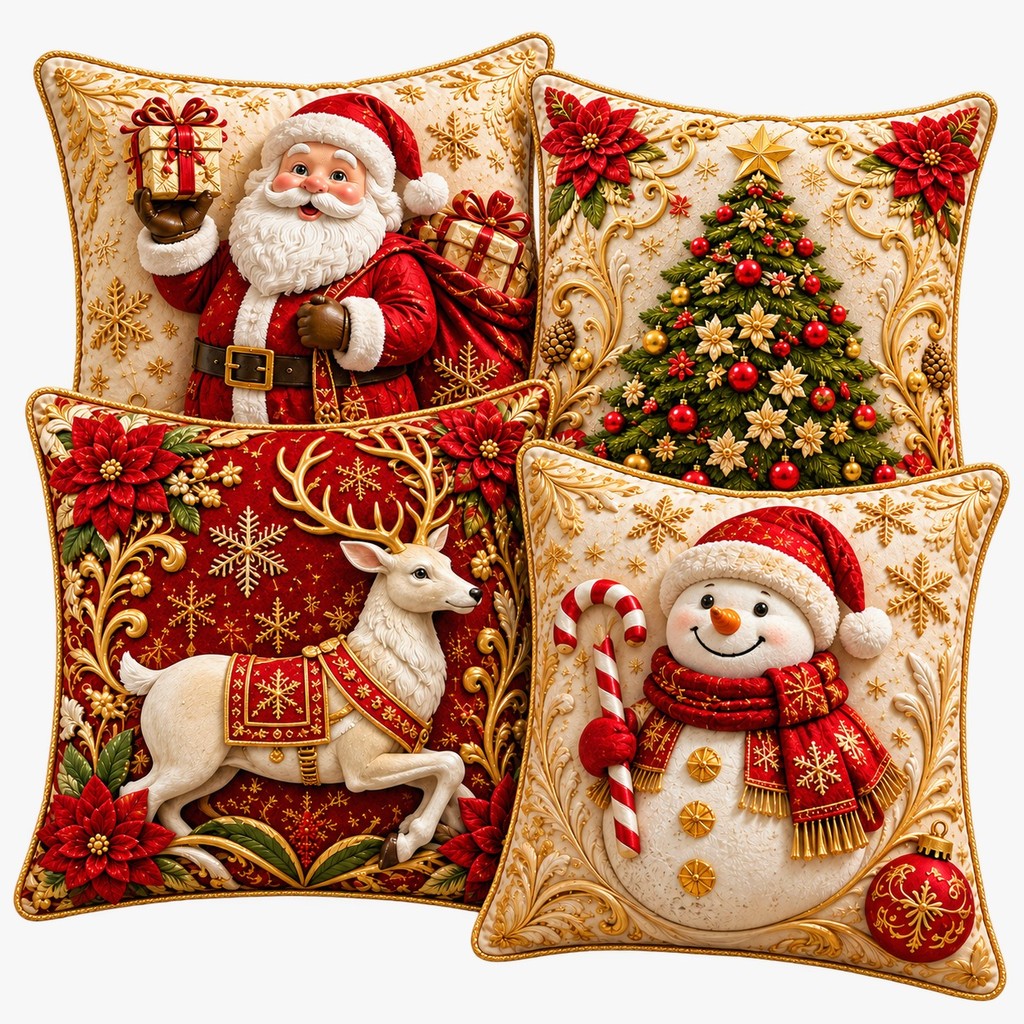 Capa de Almofadas 1 e 4 Decorativas 45x45 Estampas Natalinas estampa premium 2026 PAPAI NOEL SACO NAS COSTA F BR
