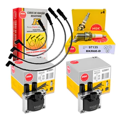 Kit Cabo + Vela + Bobina Fiat Palio Siena Uno 1.0 1.3 Fire Preto