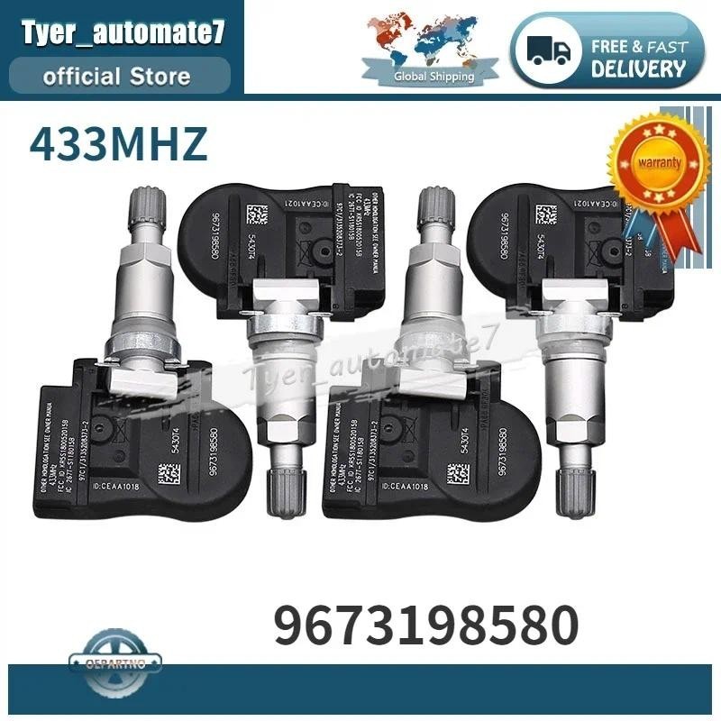 Sistema De Monitoramento Do Sensor De Pressão Dos Pneus 433MHz 4Pcs TPMS 9673198580 Para Citroen C4 C5 C6 C8 Peugeot 207