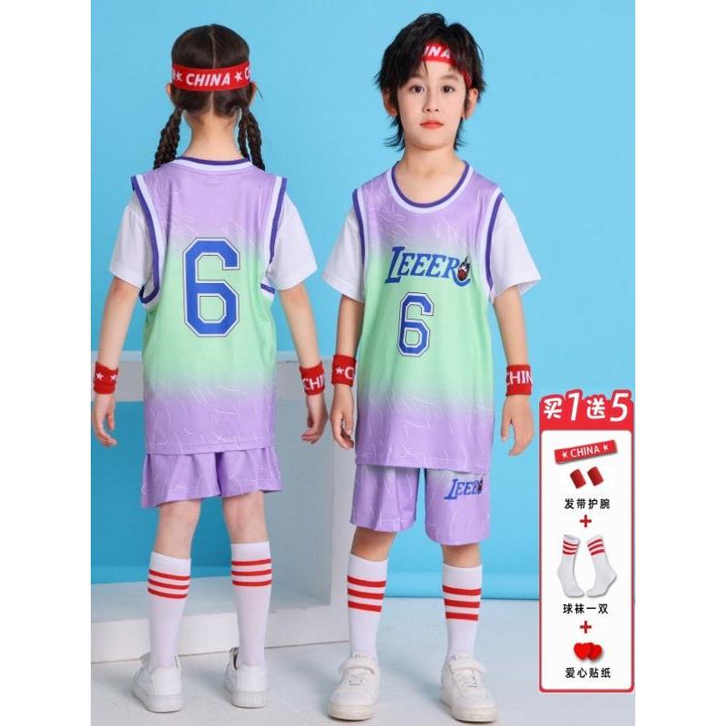 Crianças uniformes de basquete meninos camisas de manga curta meninas jardim de infância competição treinamento equipe u