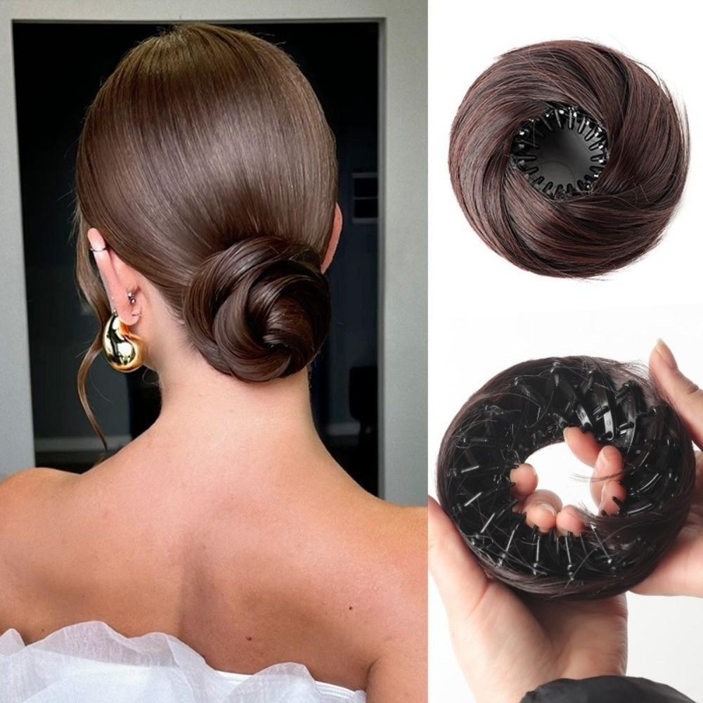 Extensões De Coque De Cabelo SUBEI , Clipe Bagunçado Sintético Em , Clipes Elásticos Circulares Mini Donut Updo