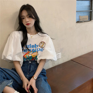 2025 verão estilo coreano novo estilo desenho animado camiseta estampada Top feminino