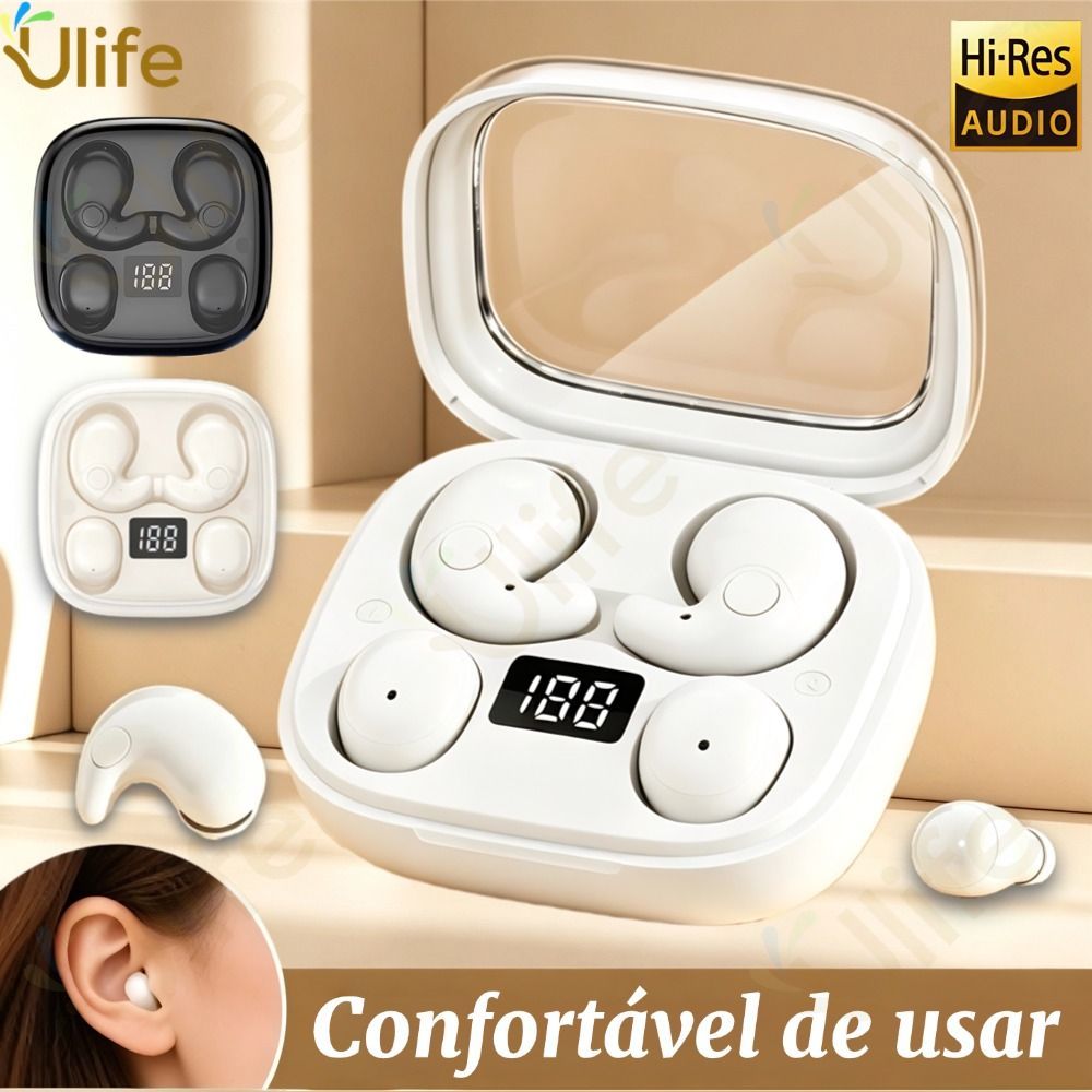 Fones de ouvido Bluetooth de dormir 2 pares sem fio com microfone, fones de ouvido com cancelamento de ruído-UL