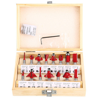 Kit 15 fresas de tupia mandril 6,35mm, lâminas carpinteiro para usinagem e decoração de madeira