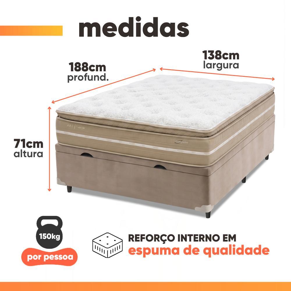 Cama Box Baú Casal Espuma Pillow Top Lord 138x188x71cm Herval - Suporta até 150 kg por pessoa — imagem 2 de 2
