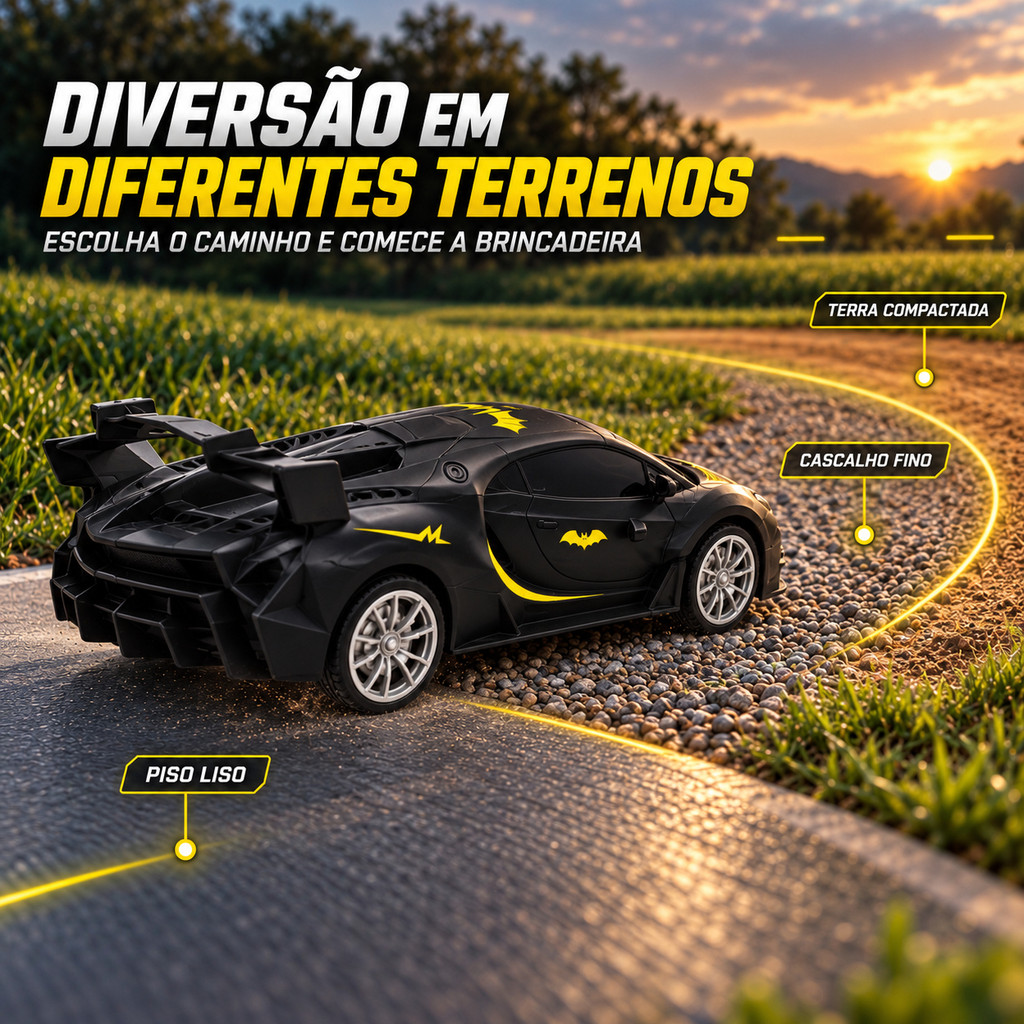 Carrinho De Controle Remoto Bugatti Brinquedo Corrida Veloz Com Luz Recarregavel Menino Kizumba · foto 2