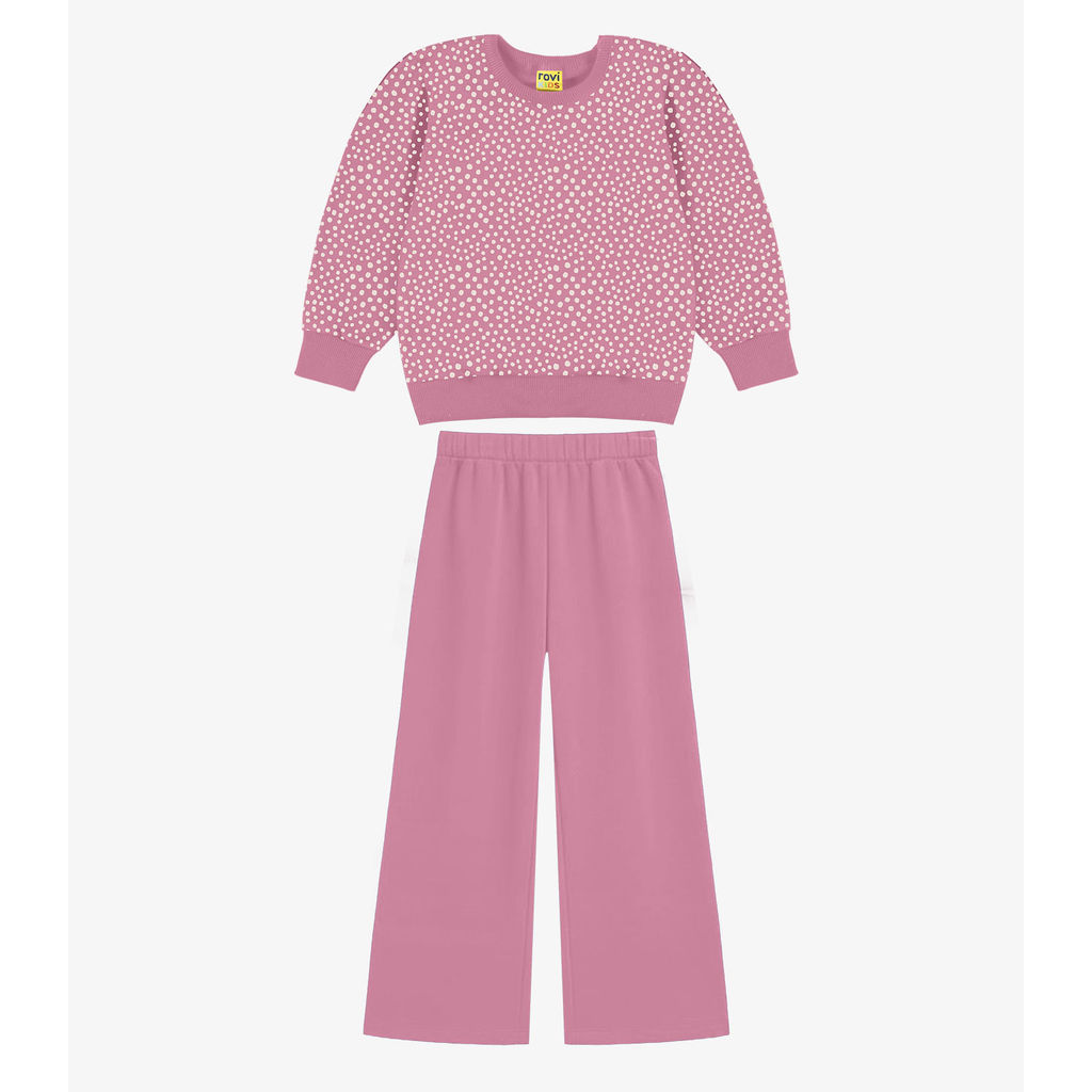 Conjunto Blusão Com Calça Feminino Rovi Kids Rosa