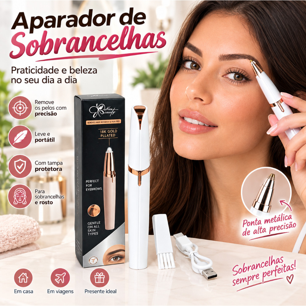 Aparador de Sobrancelhas Elétrico 2 em 1, Depilador Facial Removedor de Pelos, Design Duplo, Portátil Recarregável USB