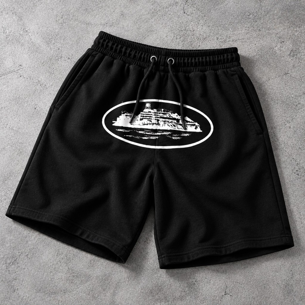 Bermuda Moletinho Masculina Alcatraz Cortez Streetwear Estampada Casual Confortável HF