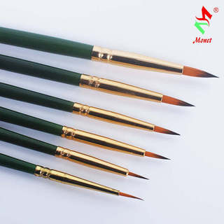 Caneta de linha de gancho de haste verde Monet 300 Pincel de Nylon Arte Haste longa Pincel de cabeça redonda Guache Aqua